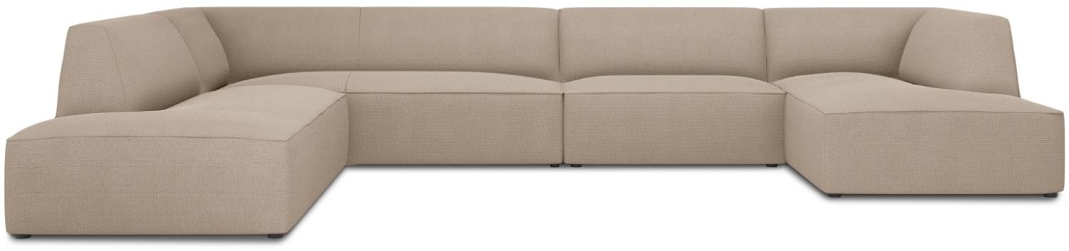 Micadoni 7-Sitzer Panorama Ecke links Sofa Ruby | Bezug Dark Beige | Beinfarbe Black Plastic Bild 1