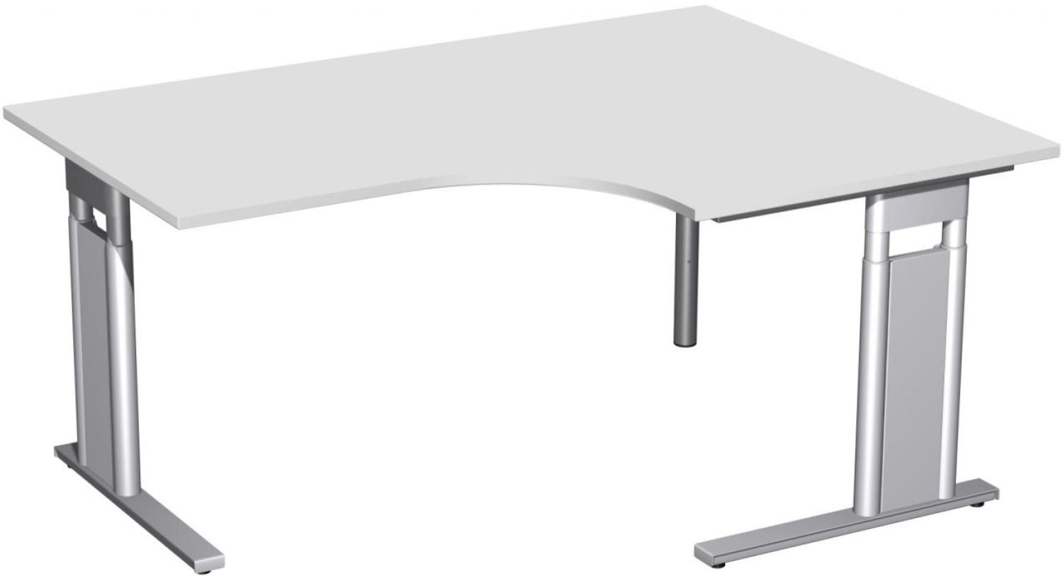 PC-Schreibtisch 'C Fuß Pro' rechts, höhenverstellbar, 160x120cm, Lichtgrau / Silber Bild 1