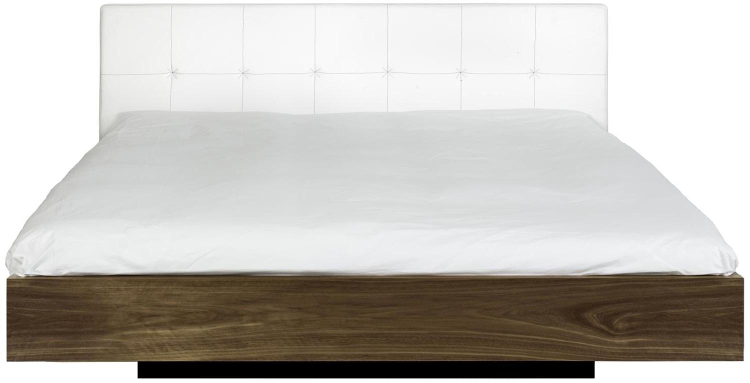 'Float' Bett, Kunstleder Walnuss/ Weiß, 180 x 200 cm Bild 1