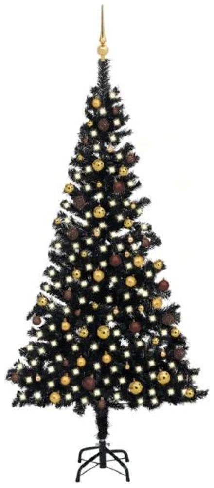 vidaXL Künstlicher Weihnachtsbaum mit LEDs & Schmuck Schwarz 240cm PVC Bild 1