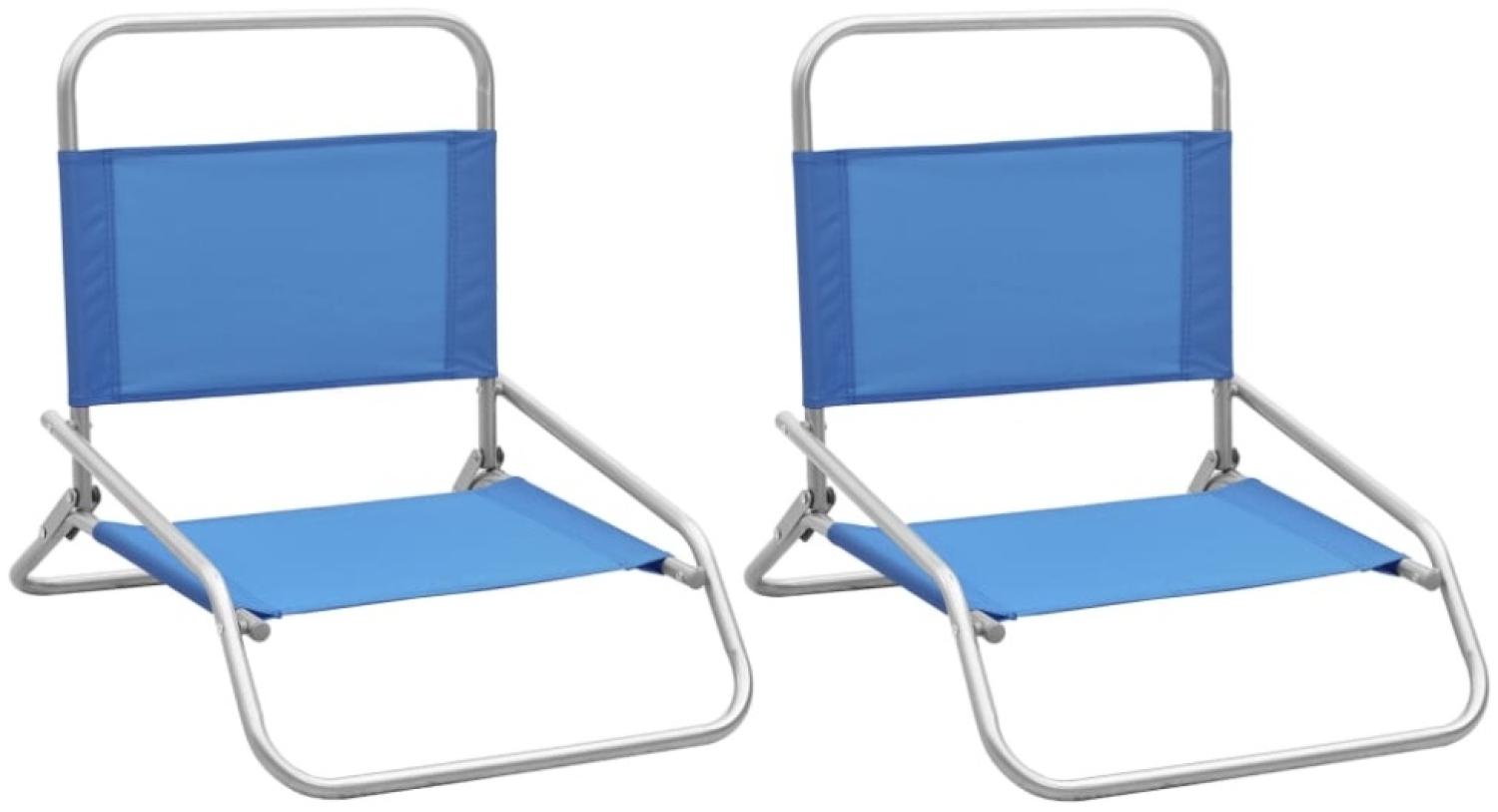 vidaXL Klappbare Strandstühle 2 Stk. Blau Stoff Bild 1
