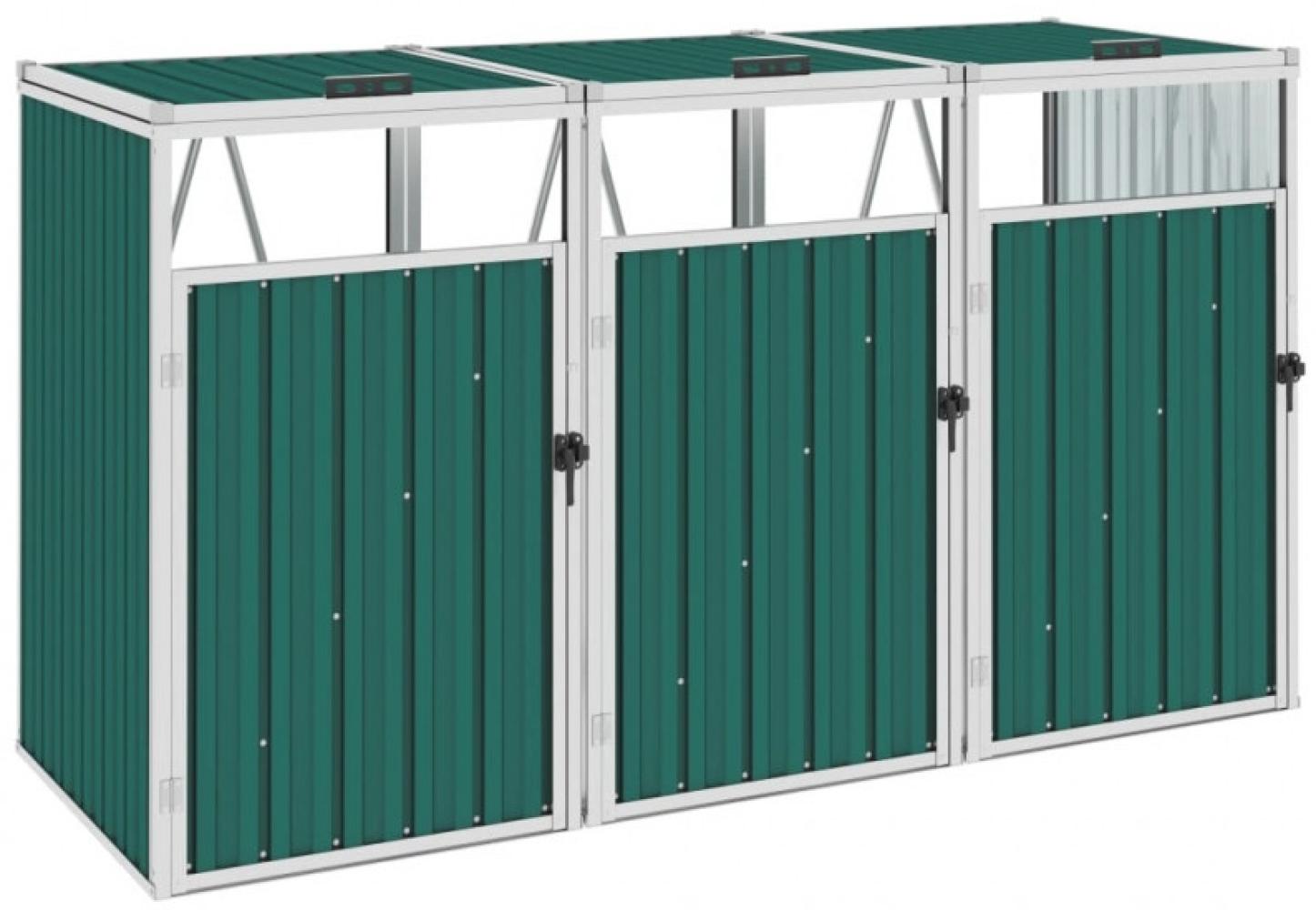 Mülltonnenbox für 3 Mülltonnen Grün 213×81×121 cm Stahl Bild 1