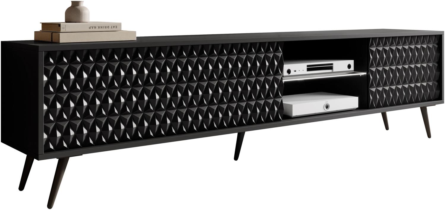 TV Schrank Patruzo 175, LED-Beleuchtung, Griffloses System (Farbe: Schwarz) Bild 1