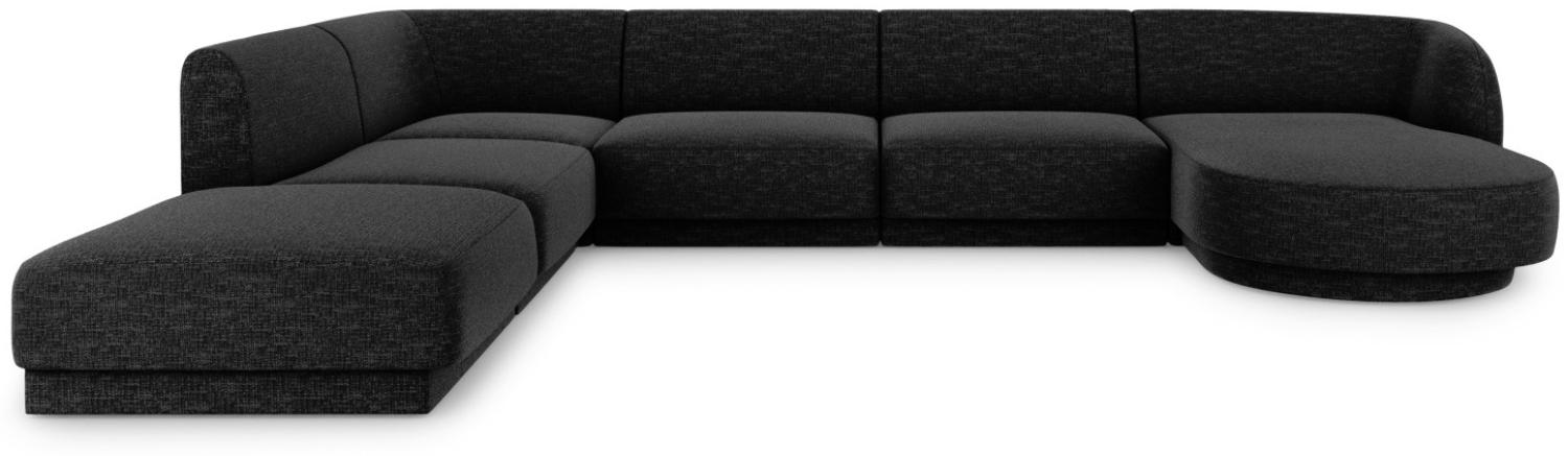 Micadoni 6-Sitzer Panorama Ecke links Sofa Miley | Bezug Black | Beinfarbe Black Plastic Bild 1