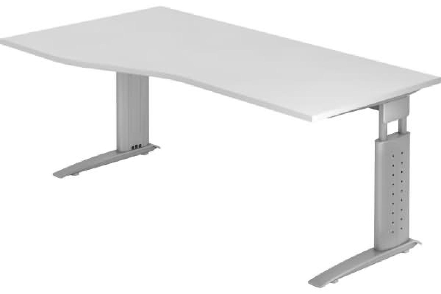 Schreibtisch US18 C-Fuß 180x100 / 80cm Weiß Gestellfarbe: Silber Bild 1