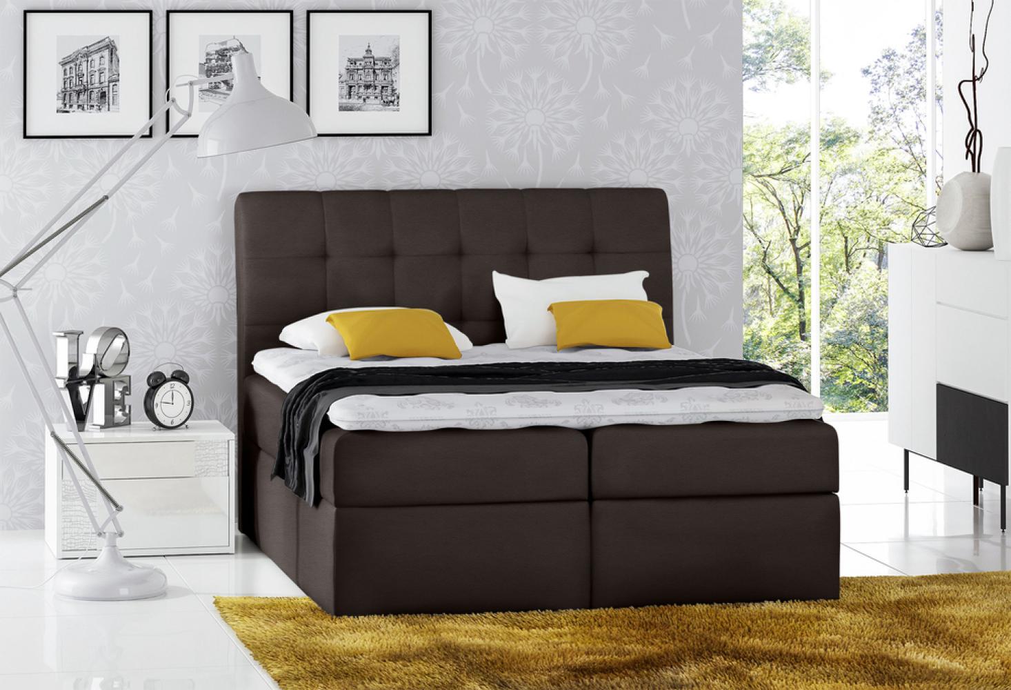 Stylefy 'Bagira' Boxspringbett Kunstleder Braun 140 x 200 cm Bild 1