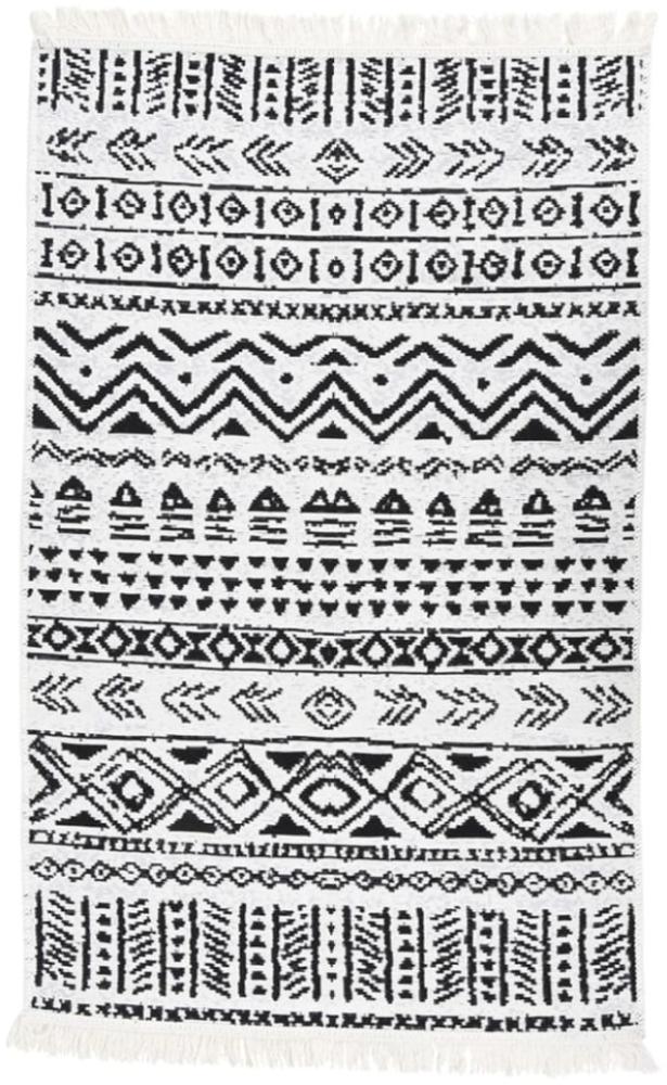 Teppich Schwarz und Weiß 160x230 cm Baumwolle Bild 1