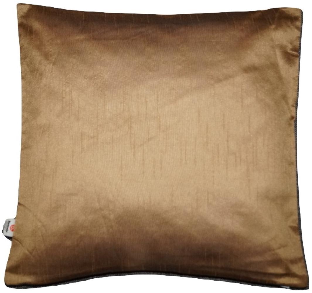 Einfarbig Kissenbezug mit unsichtbarer Reißverschluss in Ockerbraun, 100% weiche Dupionseide Kissenhülle für Sofa & Bett Kissen - 40cm x 40cm Bild 1