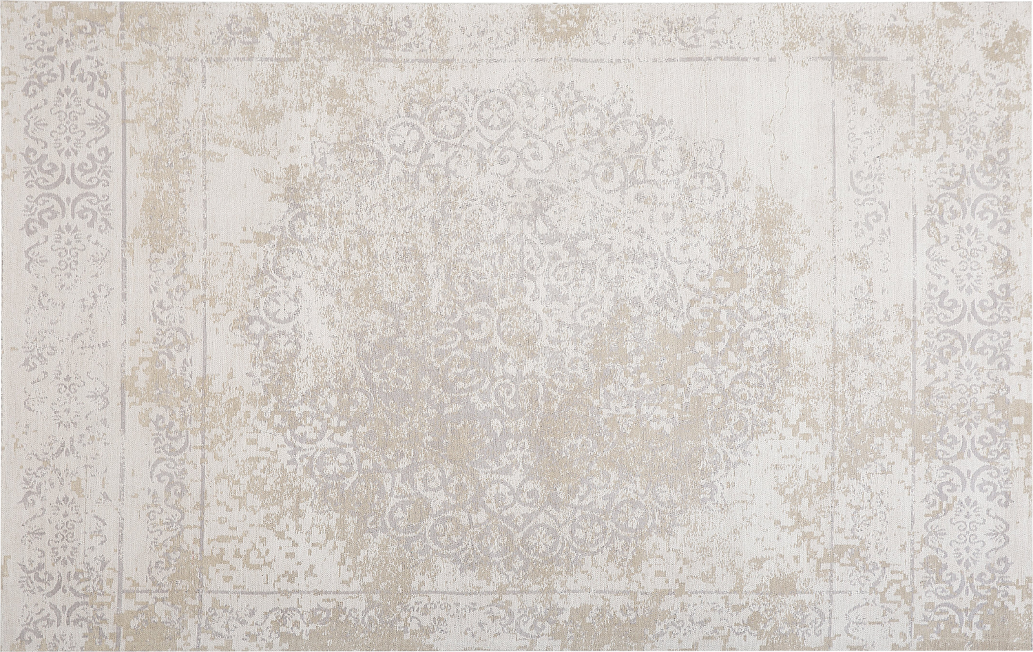 Teppich Baumwolle beige 140 x 200 cm orientalisches Muster Kurzflor BEYKOZ Bild 1