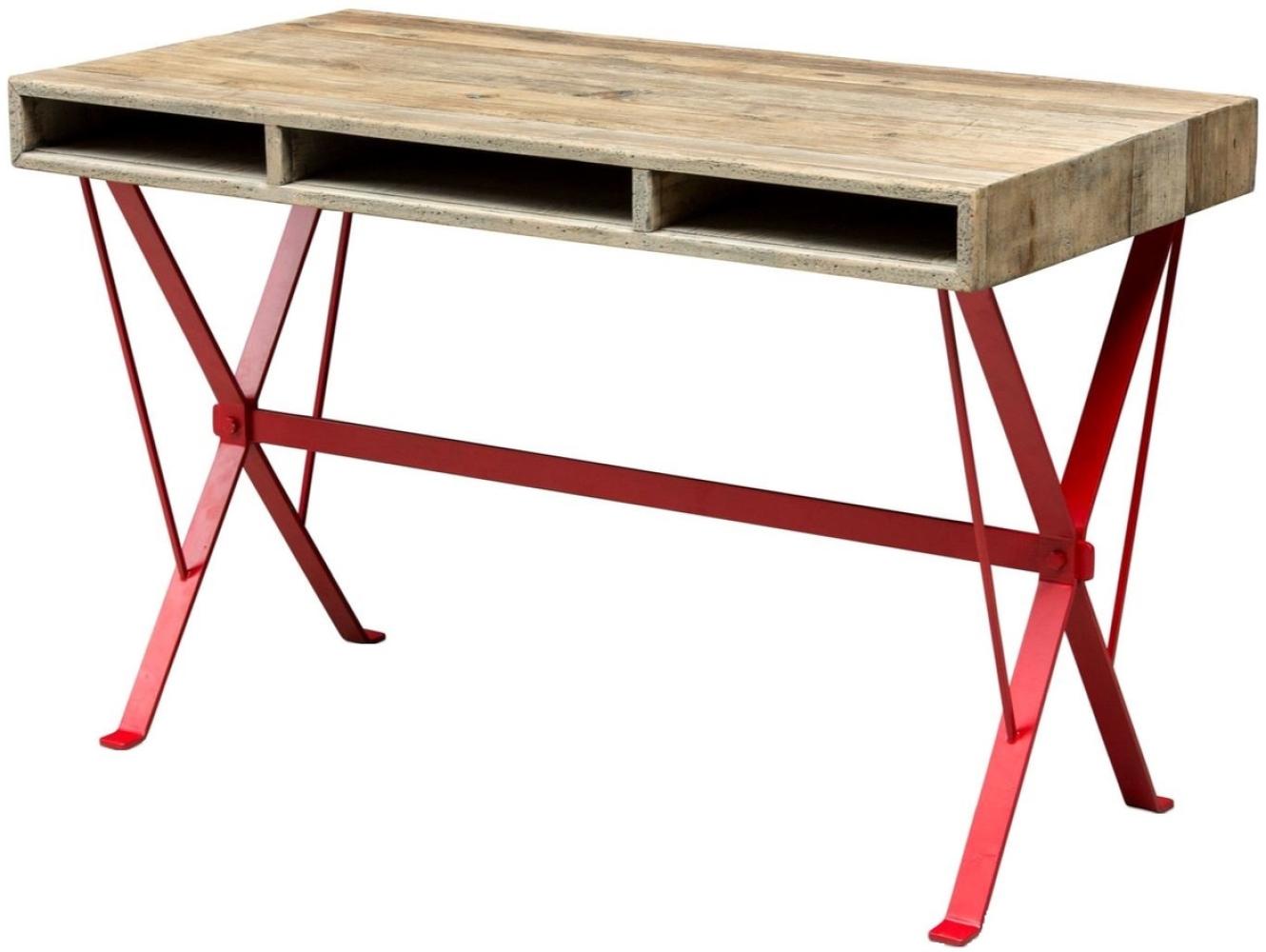 Casa Padrino Designer Schreibtisch mit rot pulverbeschichteten Beinen 120 x 60 x H. 77 cm - Designer Büromöbel Bild 1