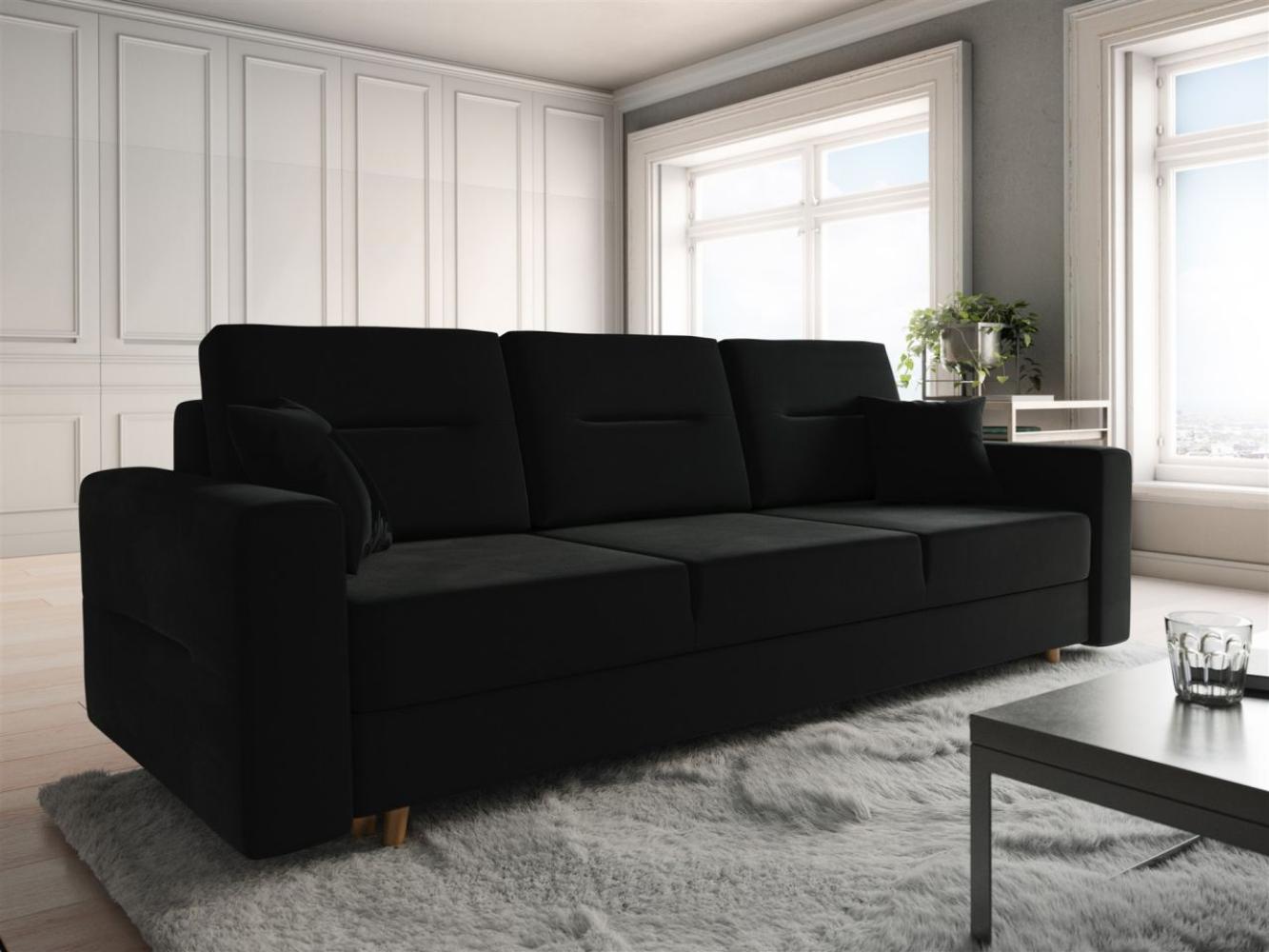 Sofa 3-Sitzer BELMIRA mit Schlaffunktion Schwarz Bild 1