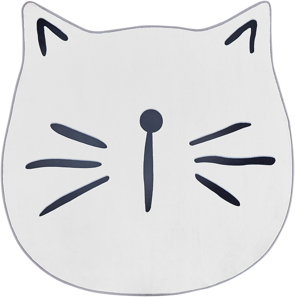 Kinderteppich Weiß Stoff ⌀ 100 cm Rund Tiermotiv Katzenform Modern Bild 1
