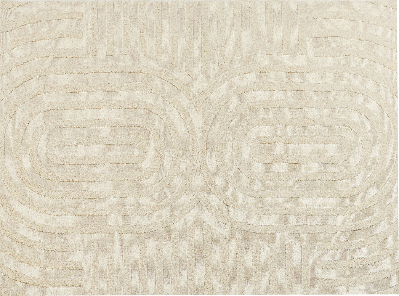 Teppich Wolle hellbeige 300 x 400 cm Streifenmuster MASTUNG Bild 1