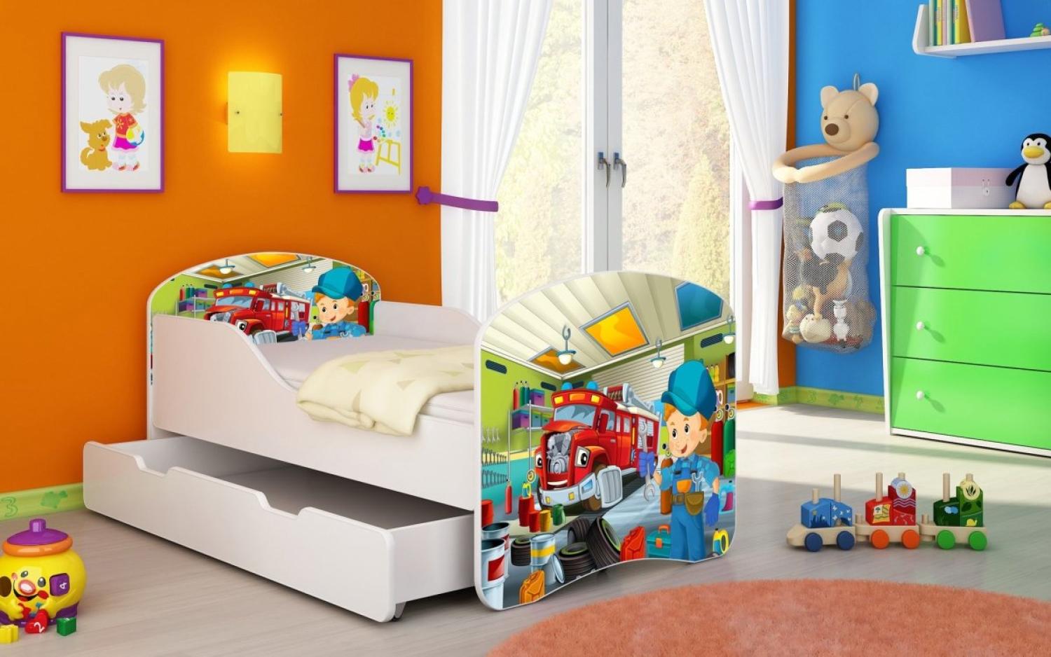 Kinderbett Luna mit Stauraum und verschiedenen Motiven 160x80 Mechanic Bild 1