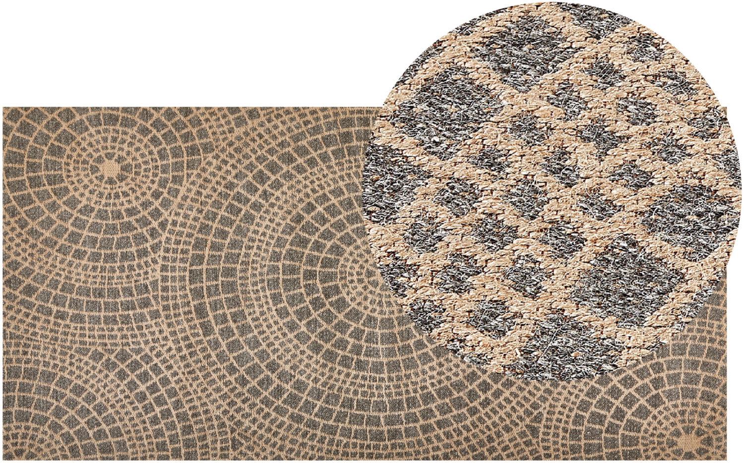 Teppich Jute beige grau 80 x 150 cm geometrisches Muster Kurzflor ARIBA Bild 1