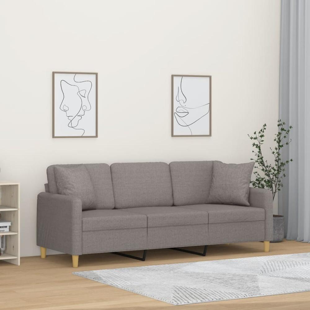 vidaXL 3-Sitzer-Sofa mit Zierkissen Taupe 180 cm Stoff Bild 1
