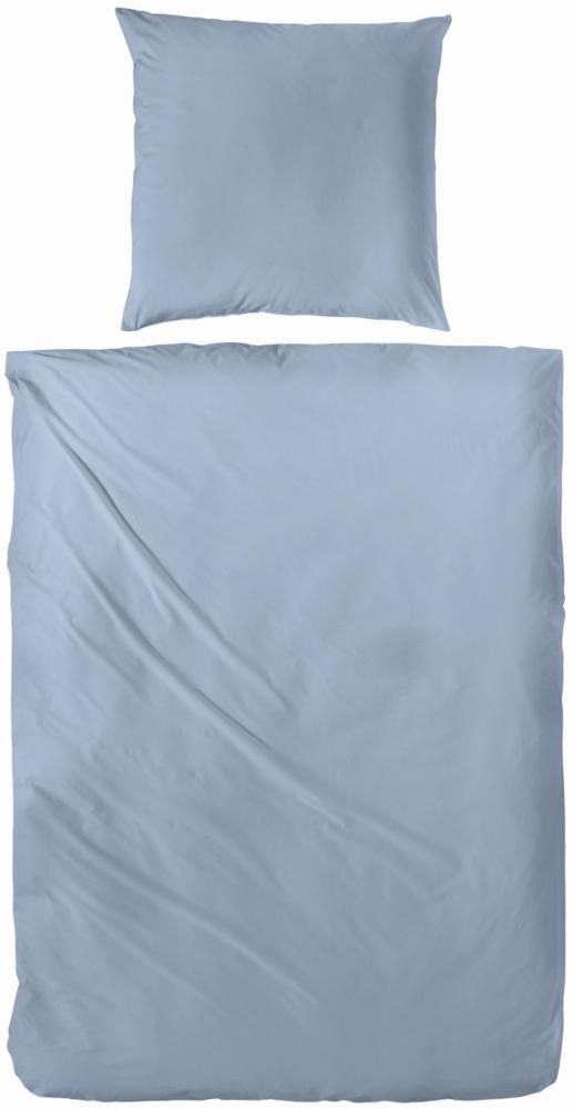 Hahn Haustextilien Luxus-Satin Bettwäsche uni Farbe rauchblau Größe 200x200 cm Bild 1