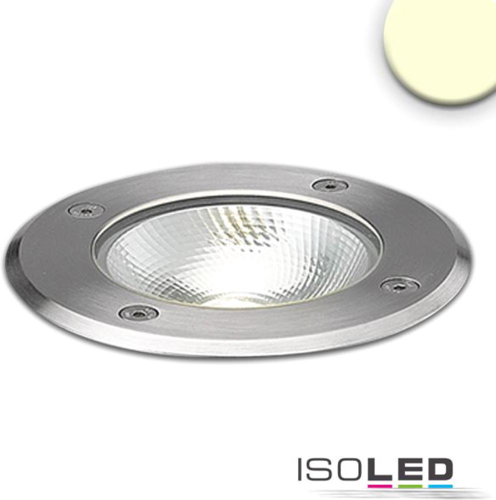 ISOLED LED Bodeneinbaustrahler, rund Edelstahl, IP67, 7W COB, 90°, warmweiß Bild 1