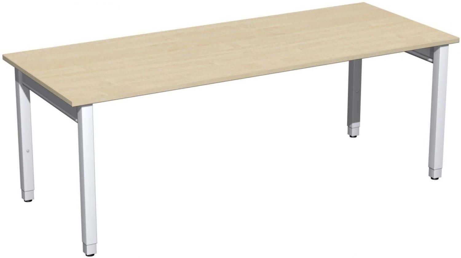Schreibtisch '4 Fuß Pro Quadrat' höhenverstellbar, 200x80x68-86cm, Ahorn / Silber Bild 1
