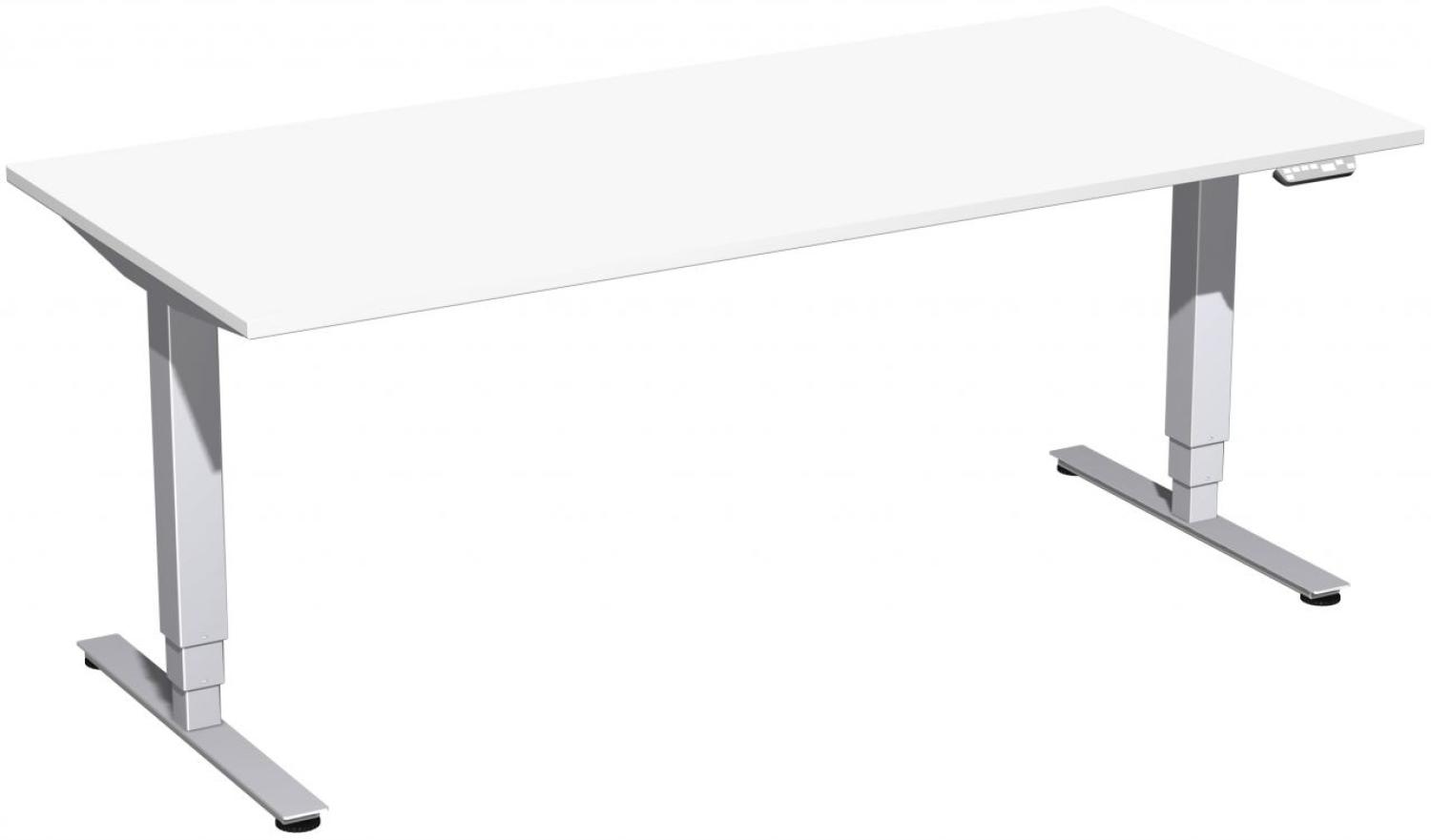 Elektro-Hubtisch 'Pro+', höhenverstellbar, 180x80x62-128cm, gerade, Weiß / Silber Bild 1