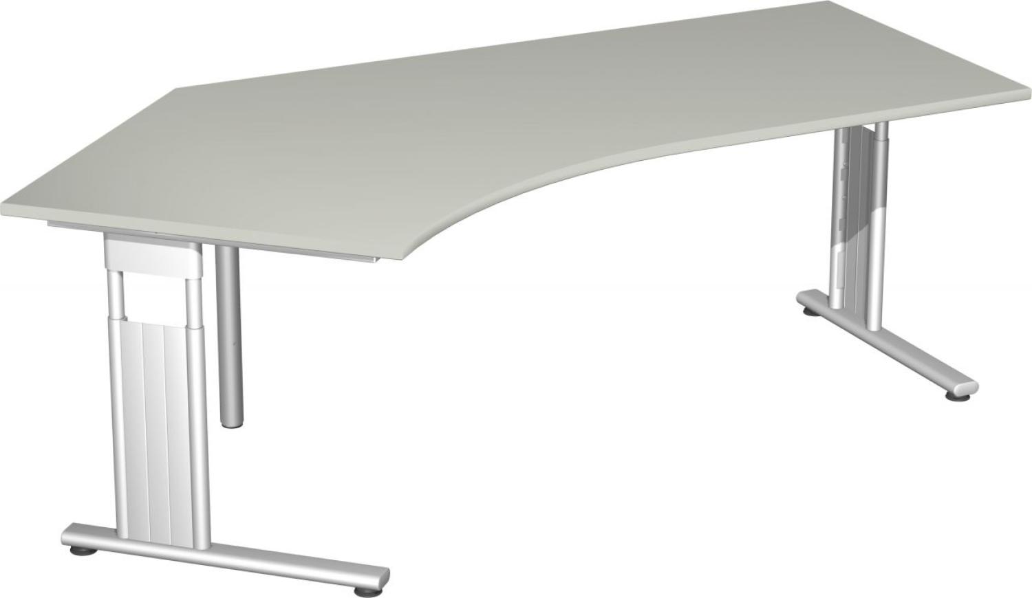 Schreibtisch 135° 'C Fuß Flex' links, höhenverstellbar, 216x113cm, Lichtgrau / Silber Bild 1