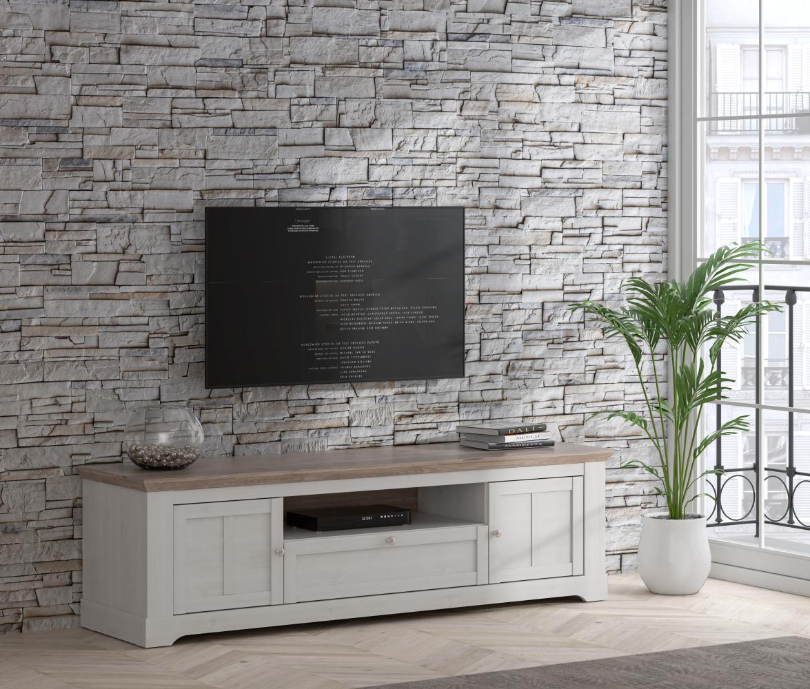 FORTE Iloppa TV-Unterschrank, Holzwerkstoff, Grau/Weiß, 204,7 x 59,1 x 55 cm Bild 1