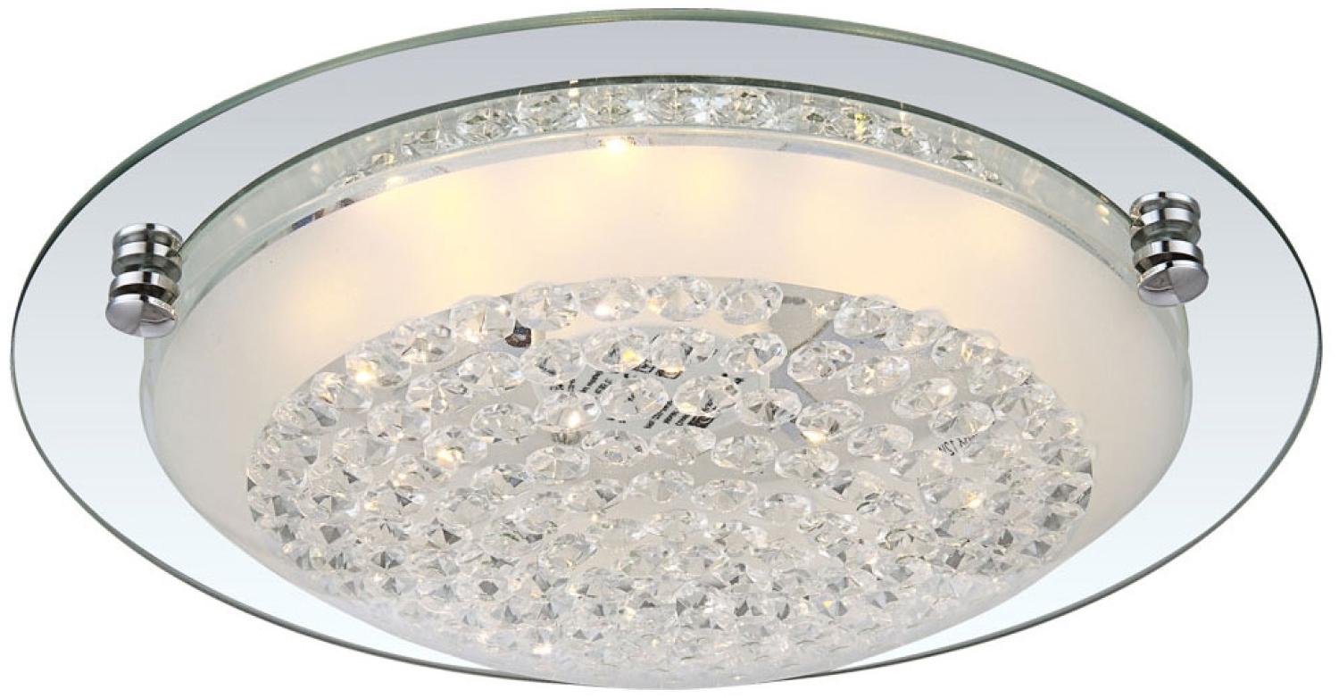 LED Deckenleuchte, Chrom, Kristalle, Spiegelrand, D 32 cm Bild 1