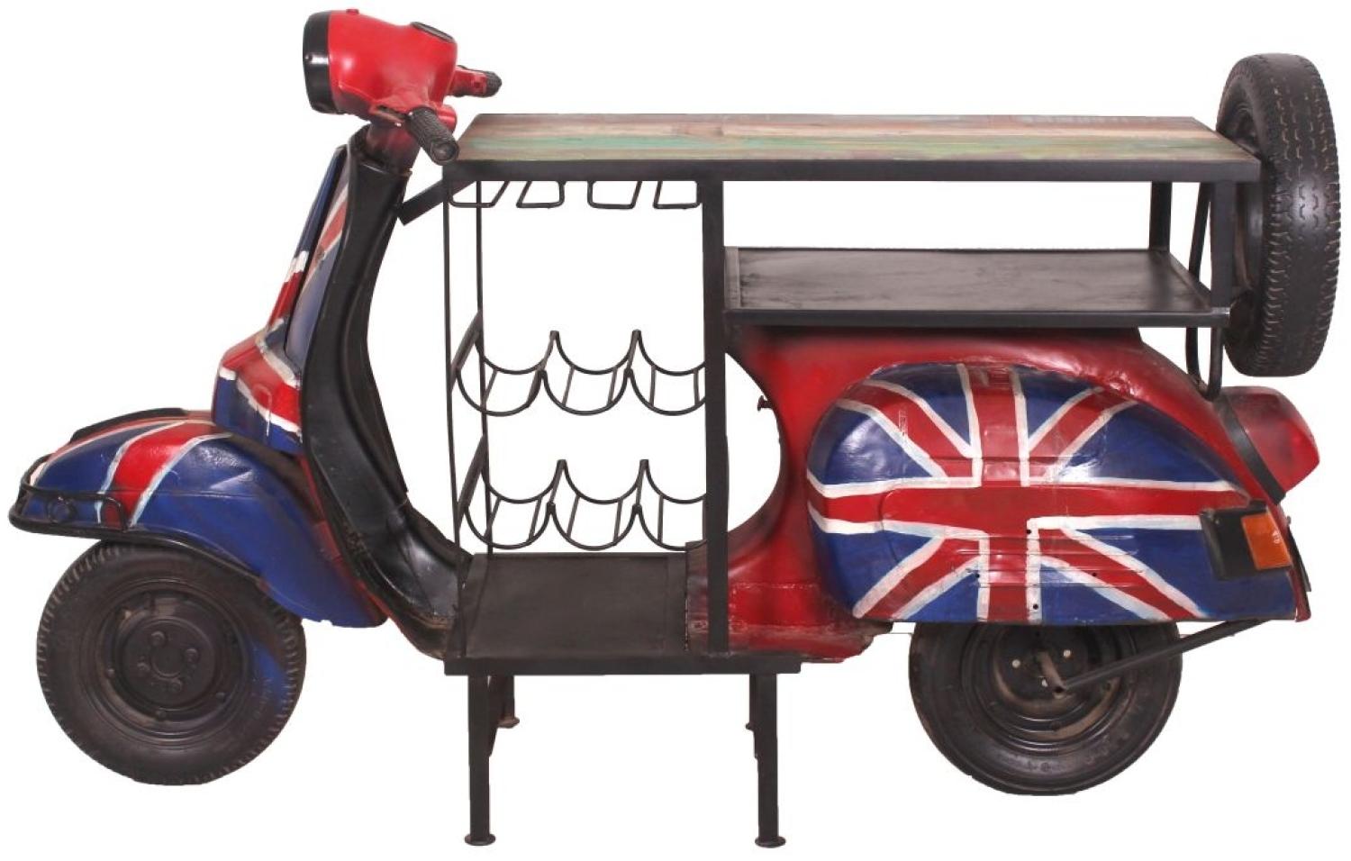 Sit Möbel Stehtisch UK aus einem recyceltem Roller L = 170 x B = 66 x H = 105 cm rot mit britischer Flagge Bild 1