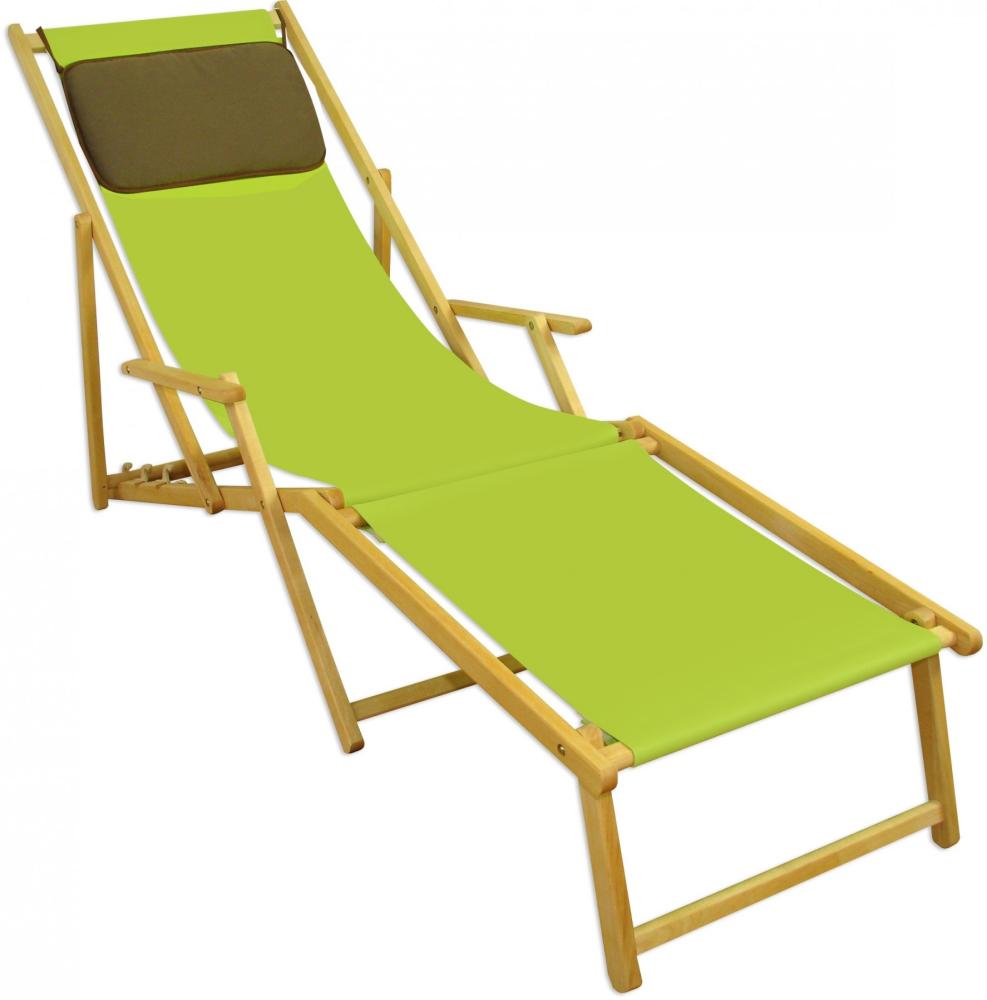 Liegestuhl pistazie Fußablage Kissen Deckchair klappbar Sonnenliege Holz Gartenliege 10-306NFKD Bild 1