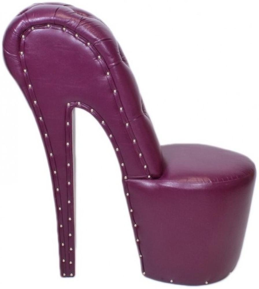 Casa Padrino High Heel Sessel mit Dekosteinen Lila Luxus Design - Designer Sessel - Club Möbel - Schuh Stuhl Sessel Bild 1
