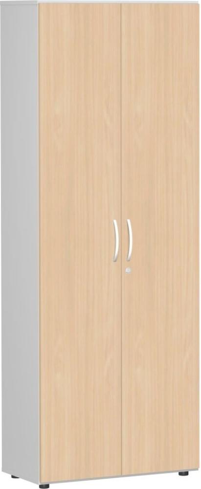 Garderobenschrank mit ausziehbarem Garderobenhalter, 80x42x216cm, Buche Lichtgrau Bild 1