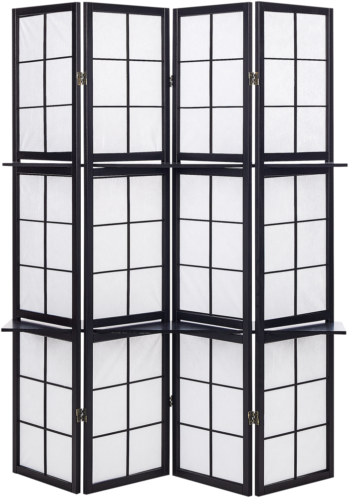 Raumteiler aus Holz 4-teilig Schwarz 170 x 120 cm GOMAGOI Bild 1