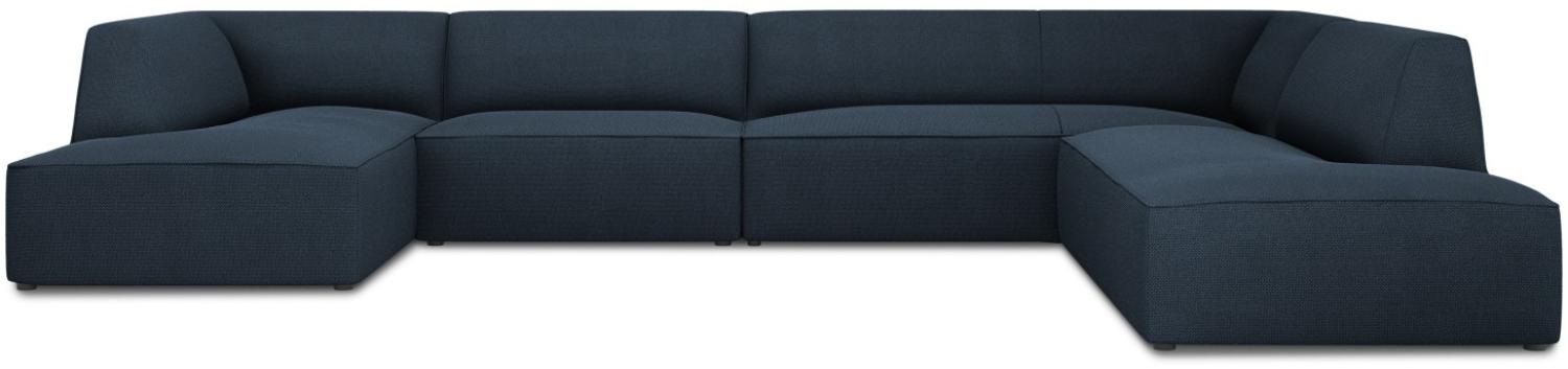 Micadoni 7-Sitzer Panorama Ecke rechts Sofa Ruby | Bezug Navy Blue | Beinfarbe Black Plastic Bild 1