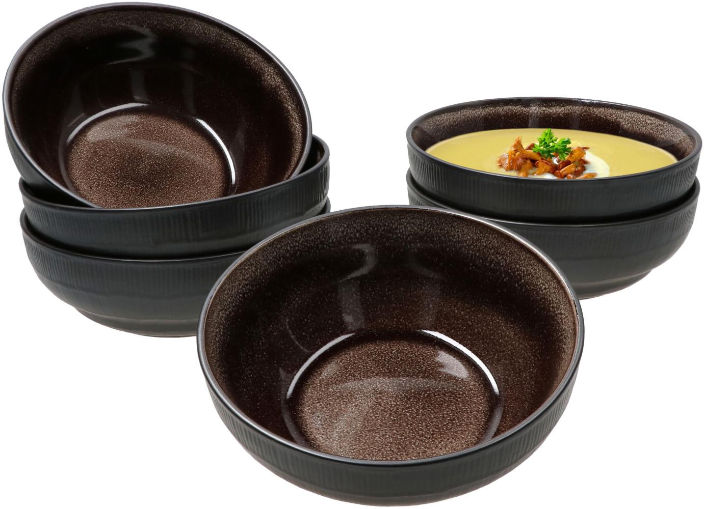 Reactive Glaze Brown 6er Set Bowl-Schale 500ml Schüssel Braun Dessert Salat Bild 1