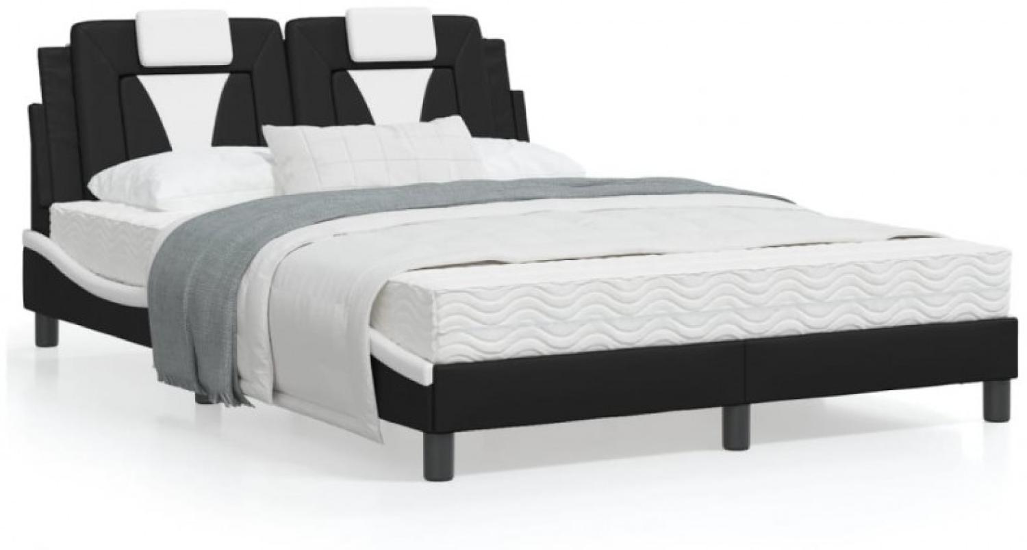 Bett mit Matratze Schwarz und Weiß 120x200 cm Kunstleder (Farbe: Schwarz) Bild 1