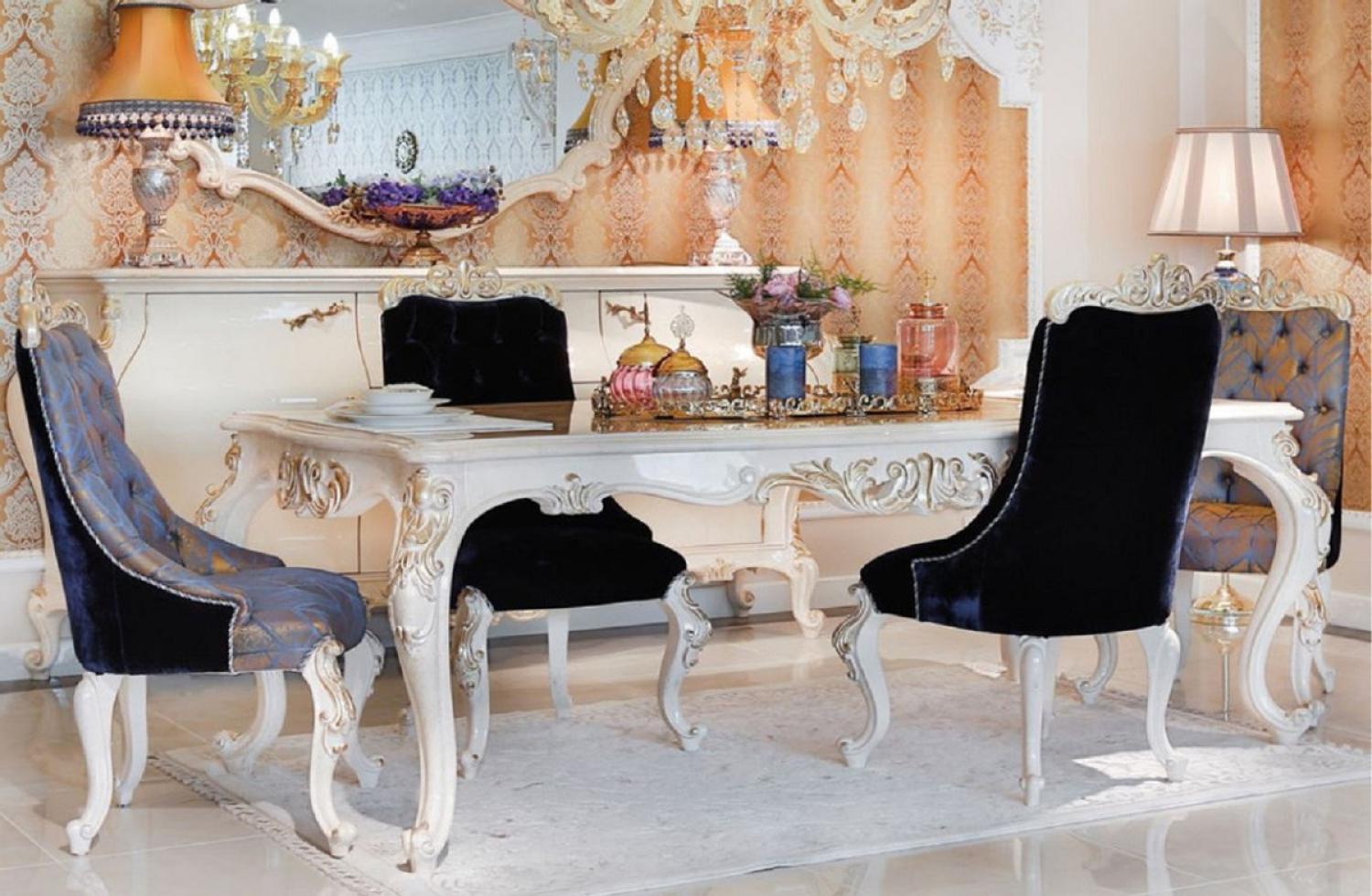 Casa Padrino Luxus Barock Esszimmerstuhl Set - 6 Küchen Stühle im Barockstil - Barock Esszimmer Möbel Bild 1