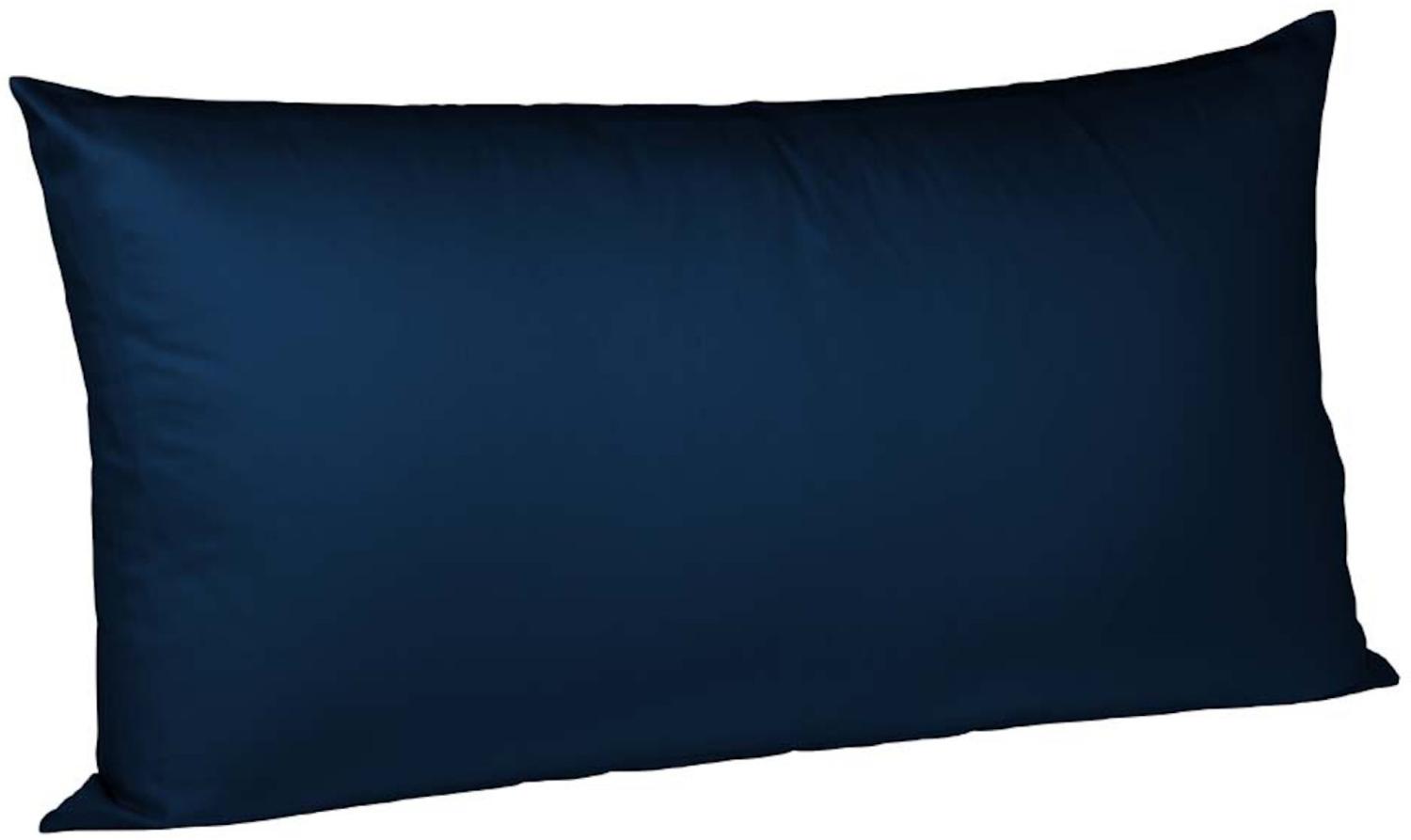 Fleuresse Interlock-Jersey-Kissenbezug uni colours dunkelblau 6061 Größe 40 x 80 cm Bild 1