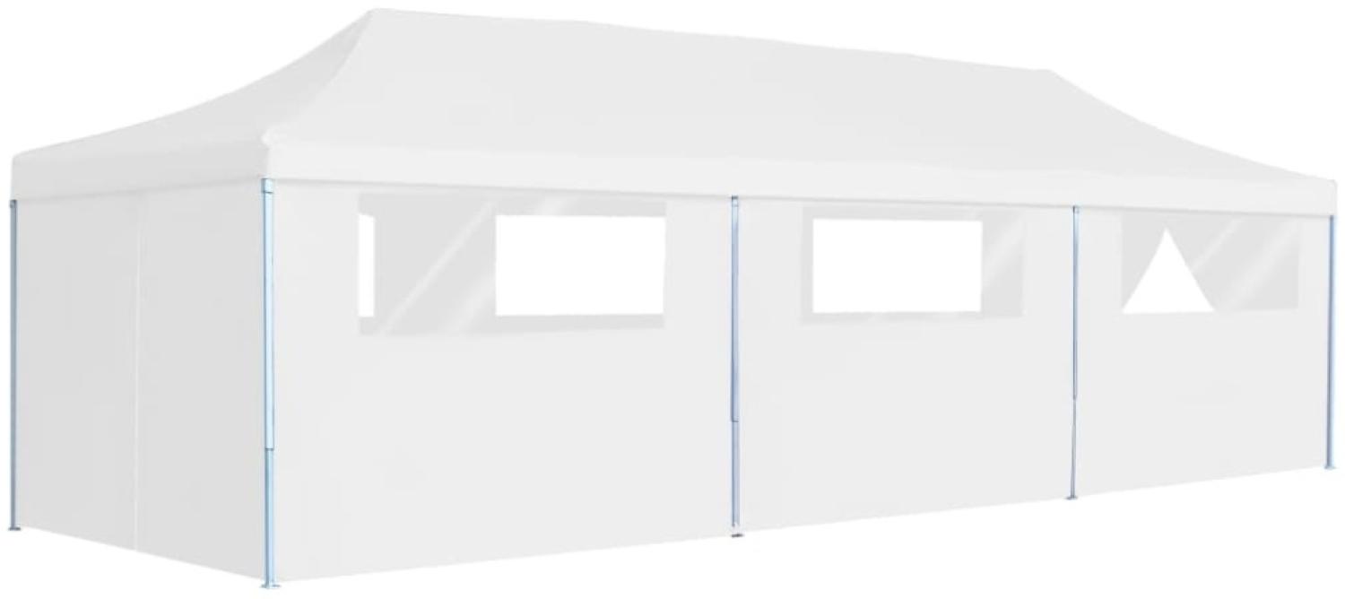 Pop-Up Partyzelt Faltbar mit 8 Seitenwänden 3x9 m Weiß Bild 1