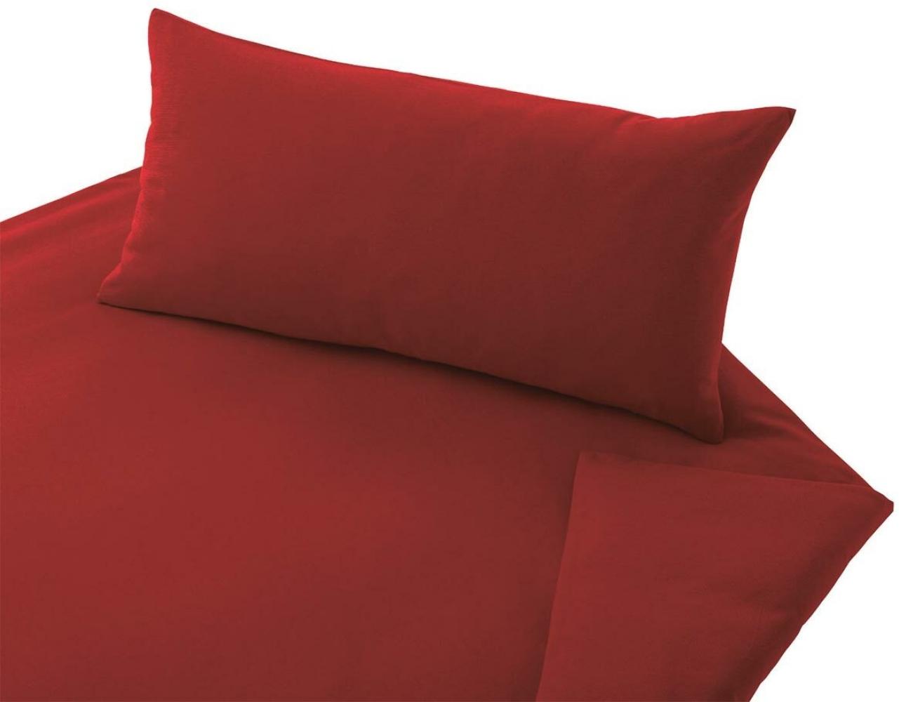 Cotonea Bio-Jersey-Bettwäsche uni Größe 155x220+40x80 cm Kissenbezug i 102 Rot Bild 1