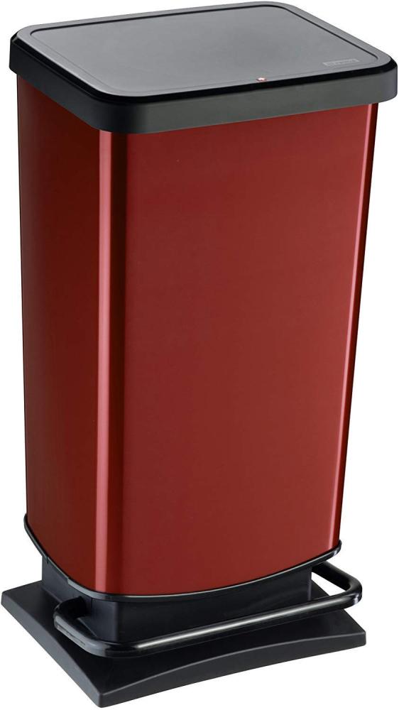 Rotho Paso Mülleimer 40l mit Pedal und Deckel, Kunststoff (PP) BPA-frei, rot metallic, 40l (35,3 x 29,5 x 67,6 cm) Bild 1