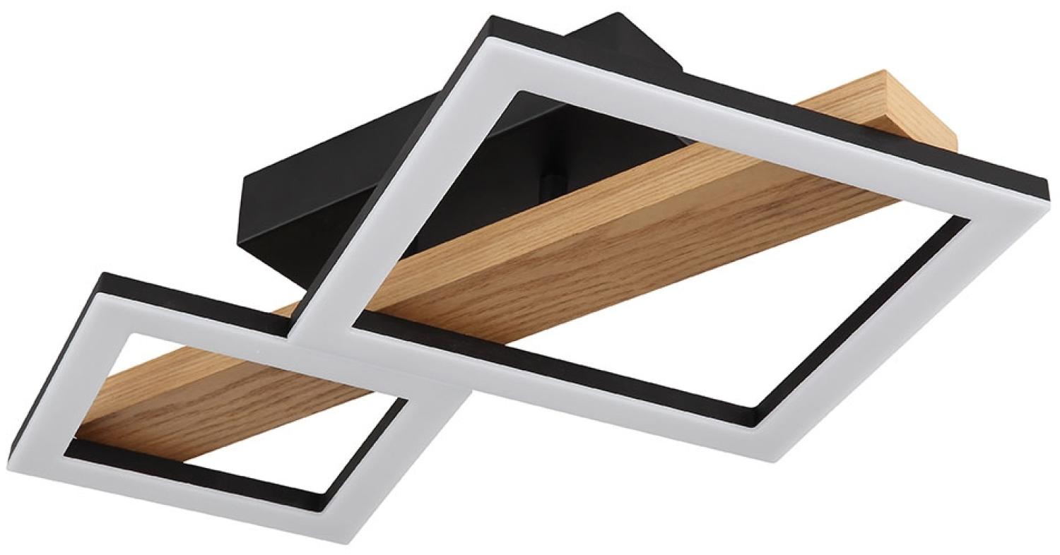 LED Deckenleuchte, Holz, Quadrate schwarz, L 48 cm Bild 1