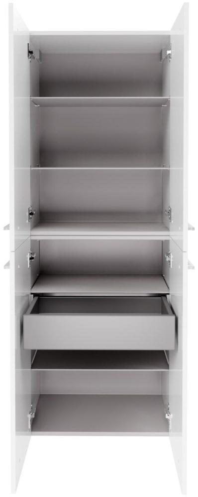 Fackelmann VERONA Doppel Hochschrank mit Schublade 60 cm, Weiß Hochglanz Bild 1