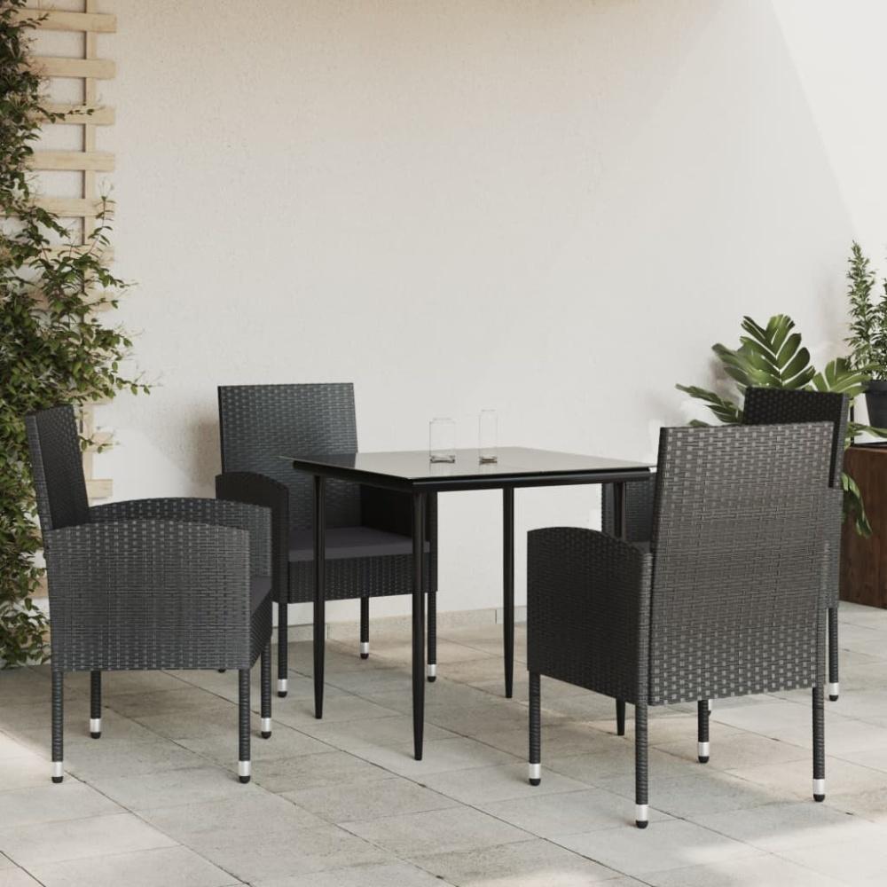 vidaXL 5-tlg. Garten-Essgruppe Schwarz Poly Rattan und Stahl Bild 1