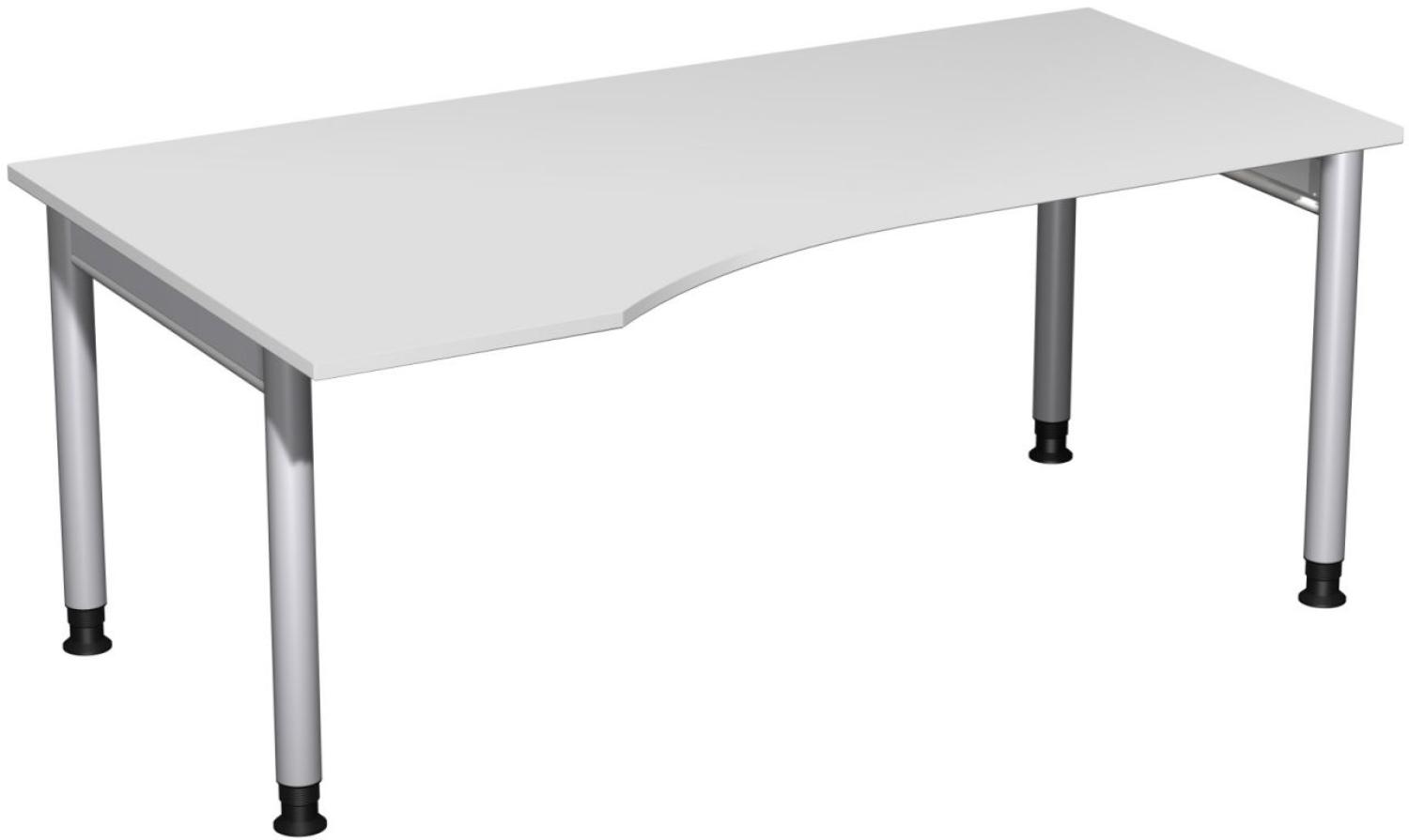 PC-Schreibtisch '4 Fuß Pro' links, höhenverstellbar, 180x100cm, Lichtgrau / Silber Bild 1