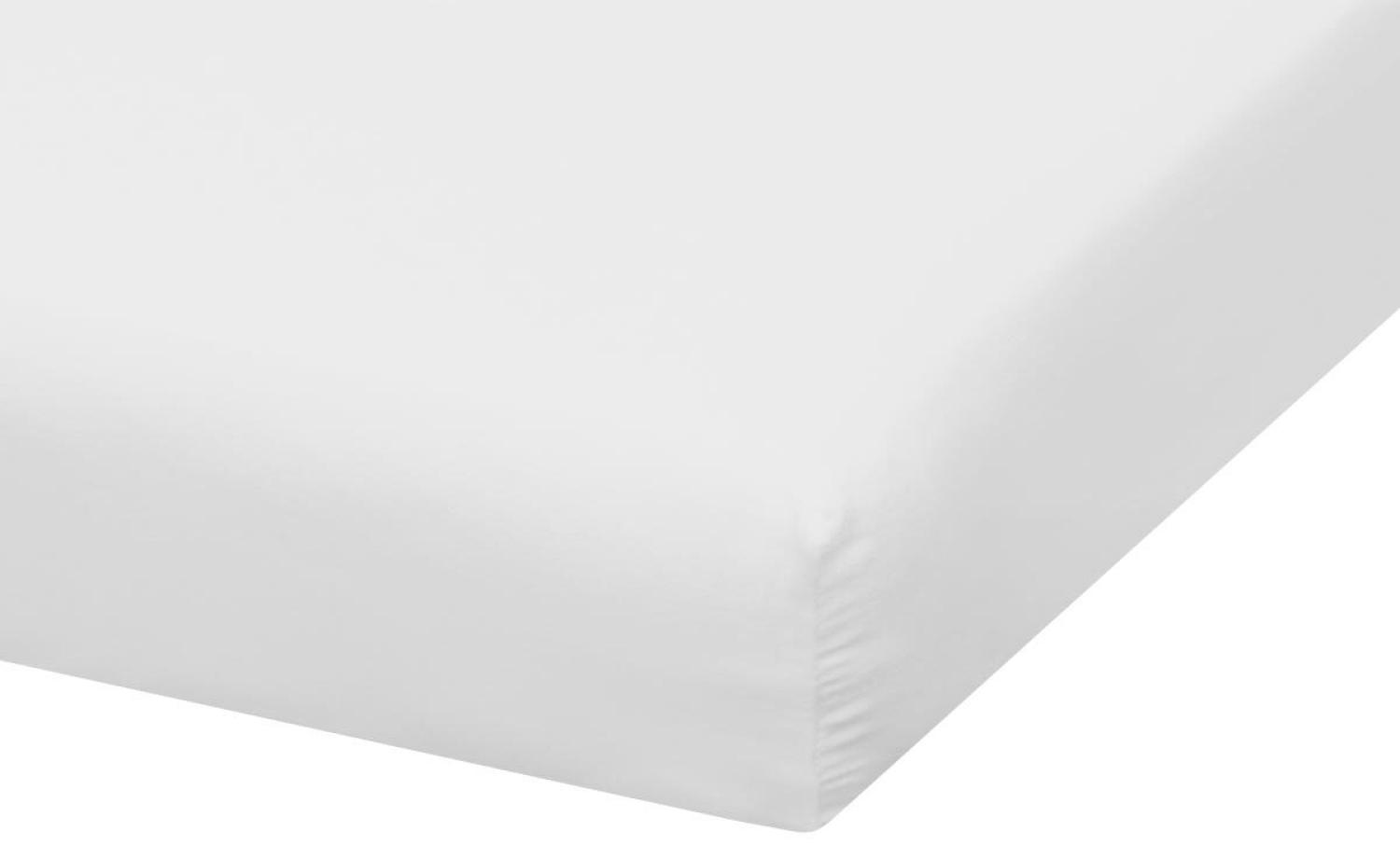 Traumschlaf Zwirn Jersey Boxspring Spannbetttuch für Topper Premium|90x190 - 100x220 cm| weiss Bild 1