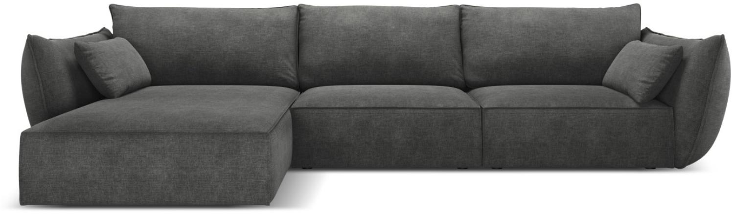 Micadoni 4-Sitzer Ecke links Sofa Kaelle | Bezug Dark Grey | Beinfarbe Black Plastic Bild 1