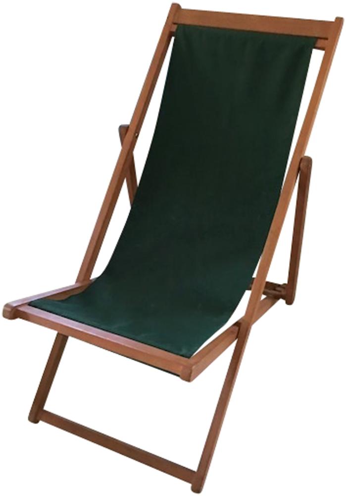Klappstuhl Liegestuhl mit Stoffbezug dunkelgrün Eukalyptusholz Bild 1