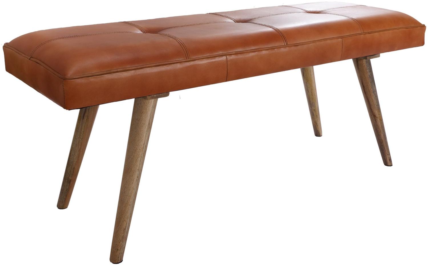 KADIMA DESIGN Retro-Sitzbank aus Ziegenleder und massivem Holz - Stilvolles Unikat für mehr Komfort. Bild 1