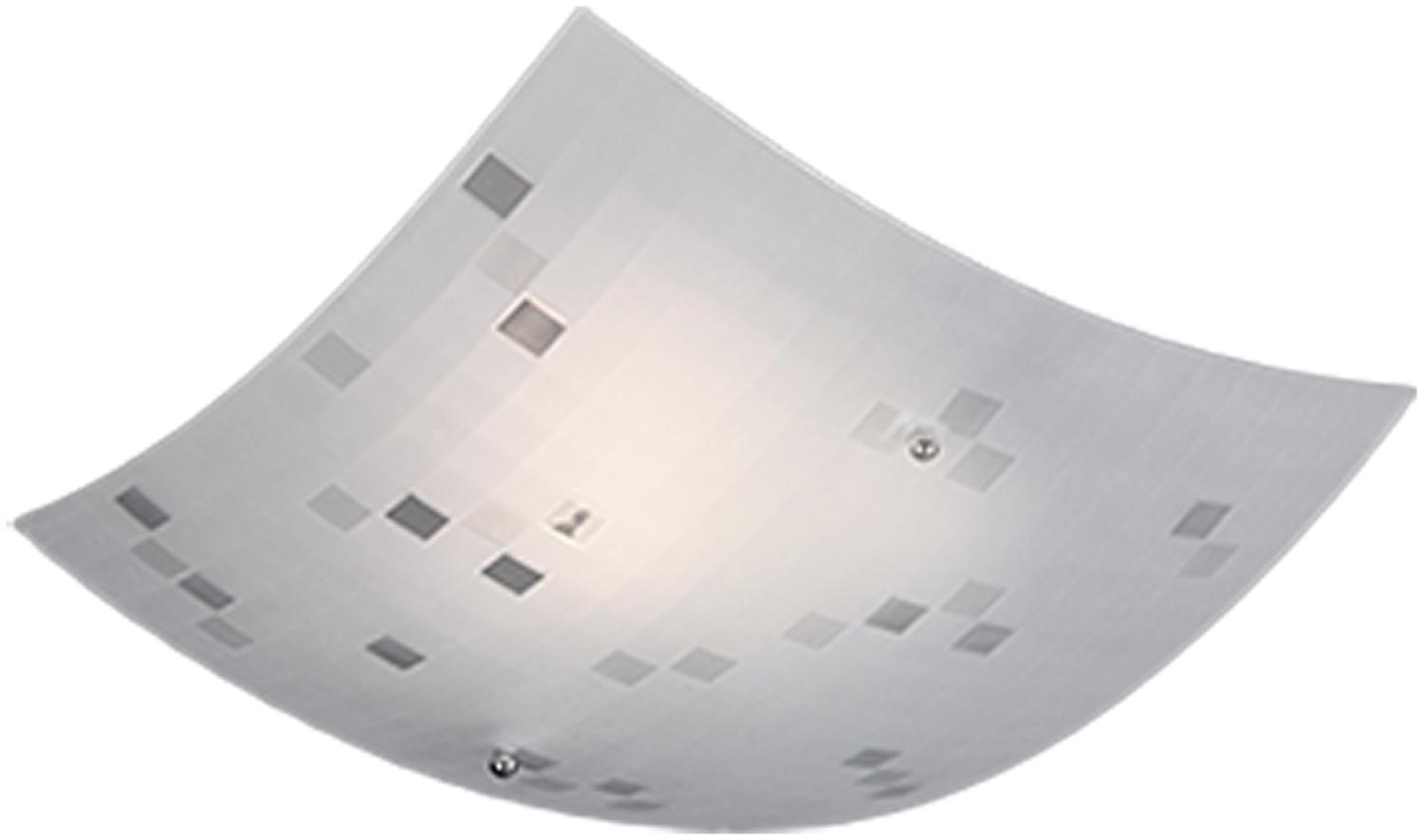 Eckige LED Deckenschale 30x30cm, Glaslampenschirm satiniert in weiß/grau Bild 1
