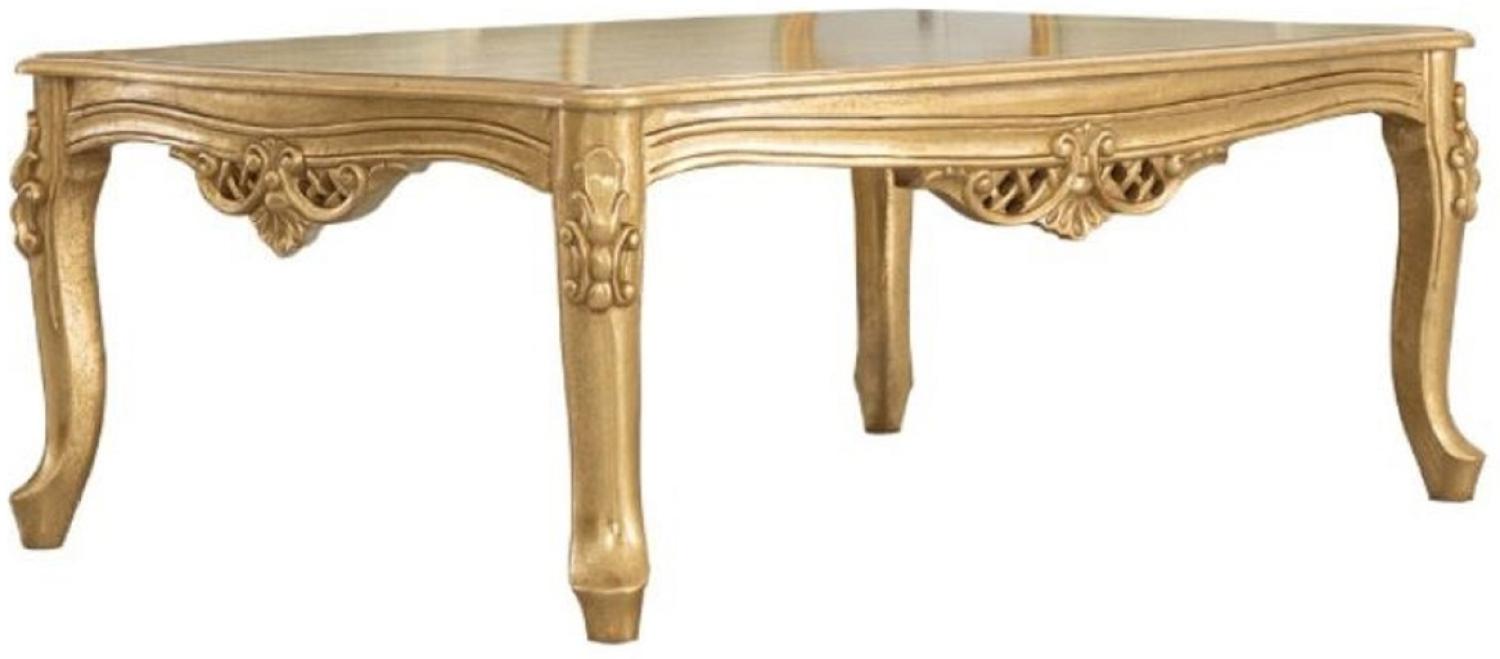 Casa Padrino Luxus Barock Massivholz Couchtisch Gold - Handgefertigter Wohnzimmertisch im Barockstil - Barock Wohnzimmer Möbel Bild 1